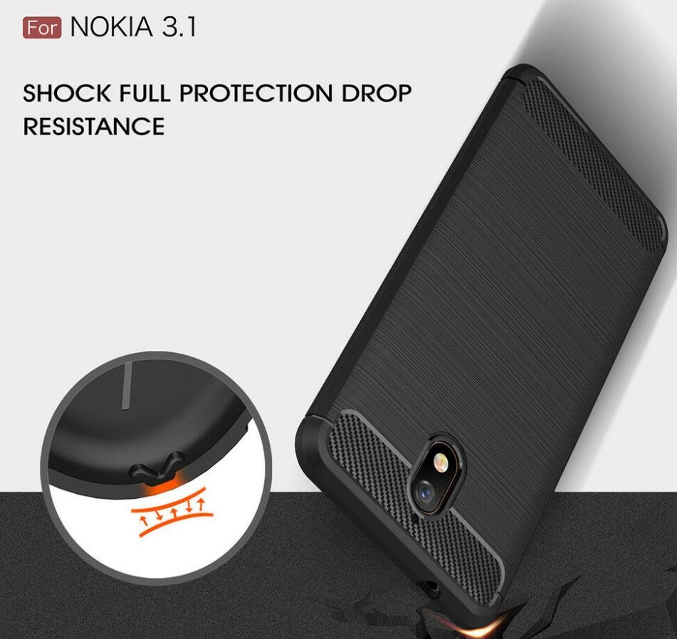 Nokia 3.1 case rugged case with carbon fiber