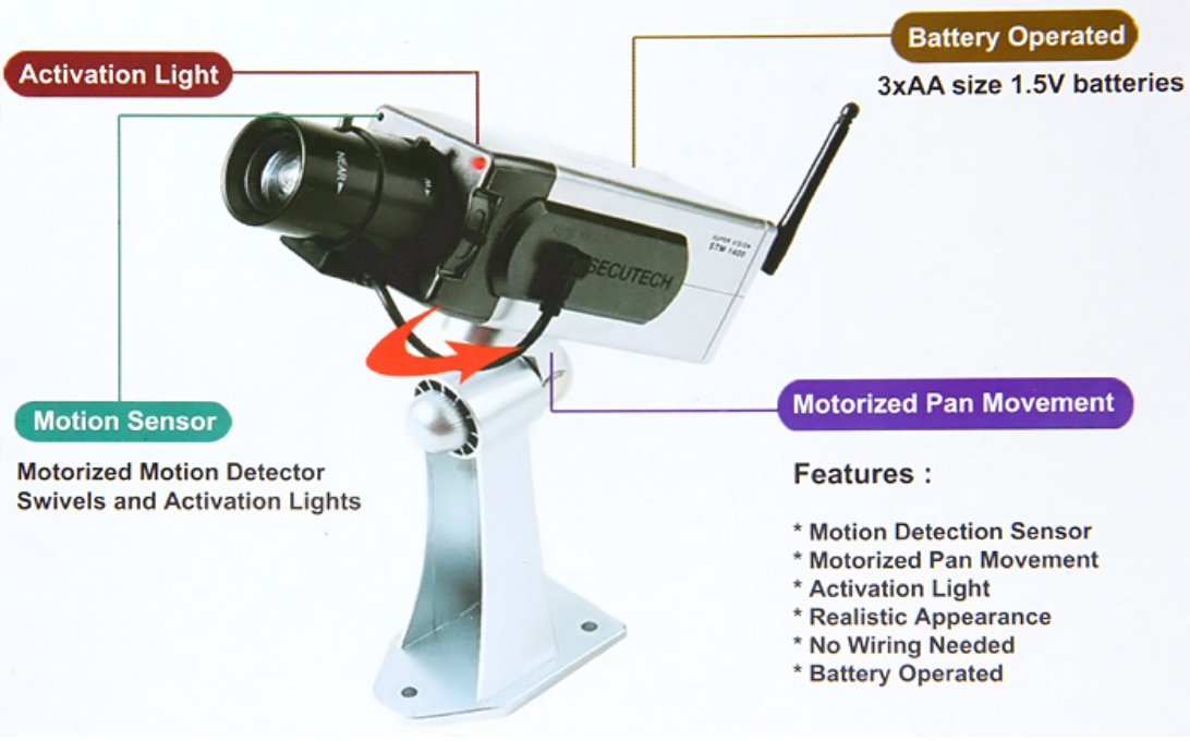 Dummy CCTV Security Camera with Activation Light