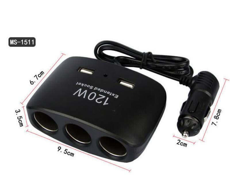 3 Socket Car Cigarette Lighter Power Splitter 120W USB 3 Socket Car Cigarette Lighter Power Splitter 120W USB