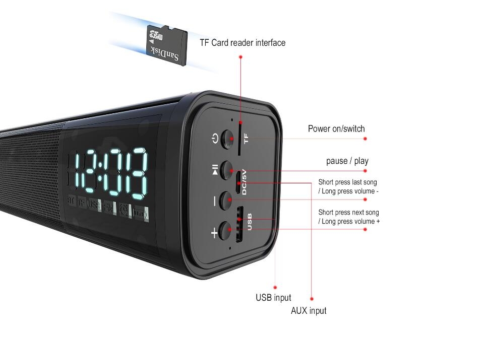 Bluetooth Soundbar Desktop Speaker
