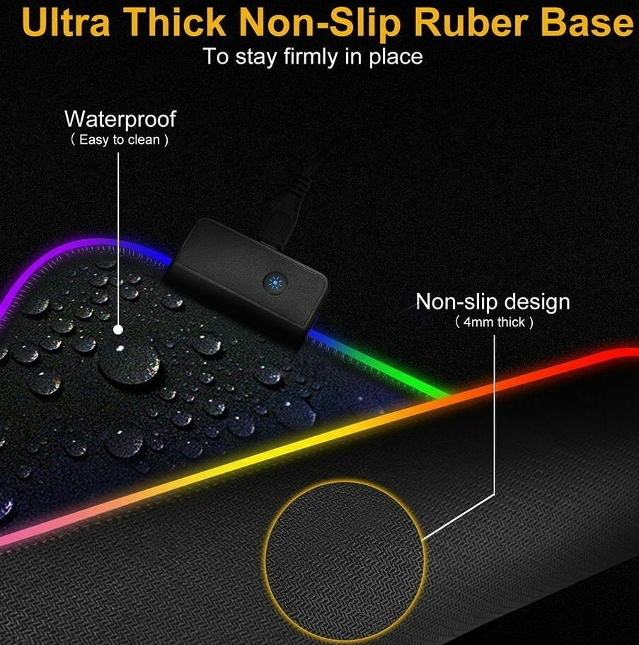 Mouse Pad RGB Gaming Gamer Led Computer Mat Backlight