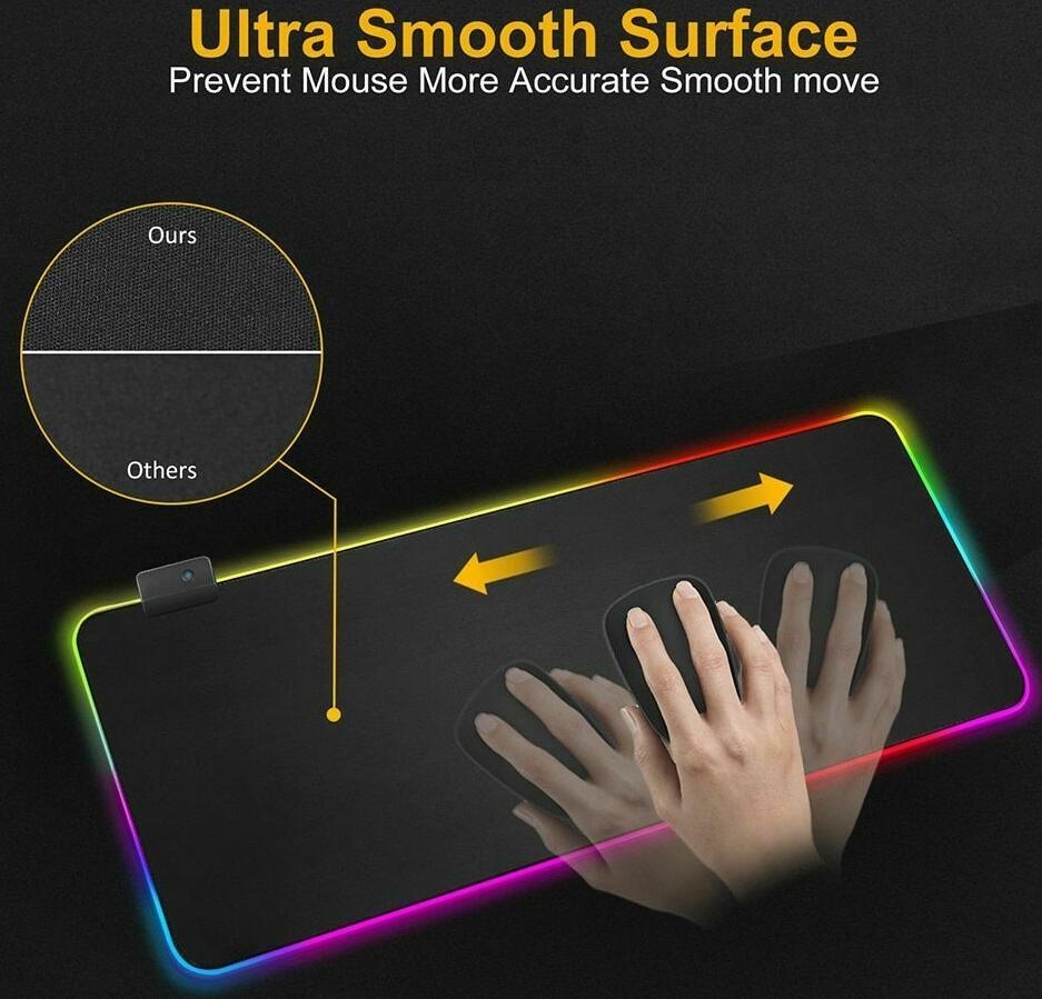 Mouse Pad RGB Gaming Gamer Led Computer Mat Backlight