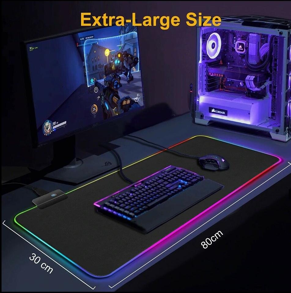 Mouse Pad RGB Gaming Gamer Led Computer Mat Backlight