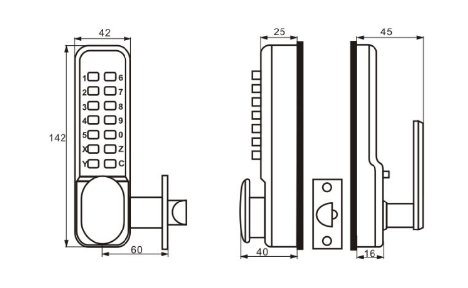 Push Button Keypad Code Mechanical Lock