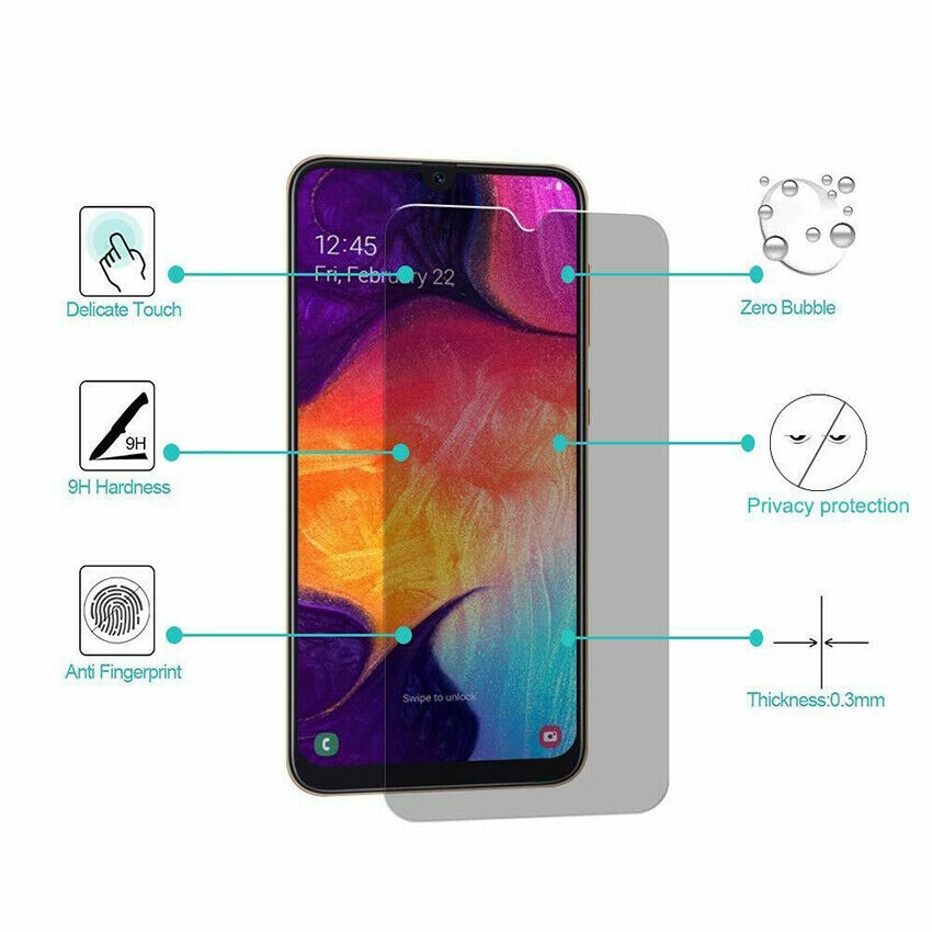 Samsung Galaxy A30 Glass Screen Protector Privacy Anti-Spy Samsung Galaxy A30 Glass Screen Protector Privacy Anti-Spy