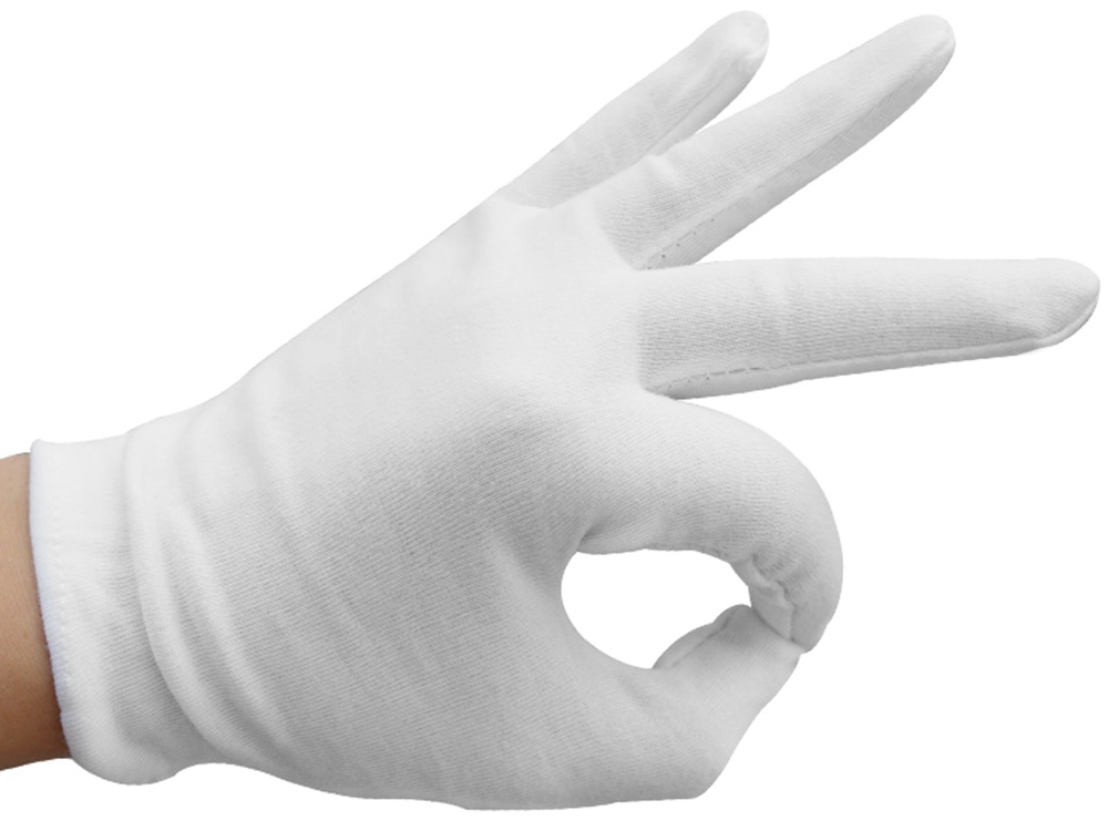 12 Pairs White Cotton Gloves