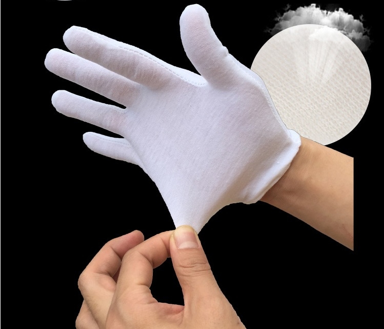 12 Pairs White Cotton Gloves