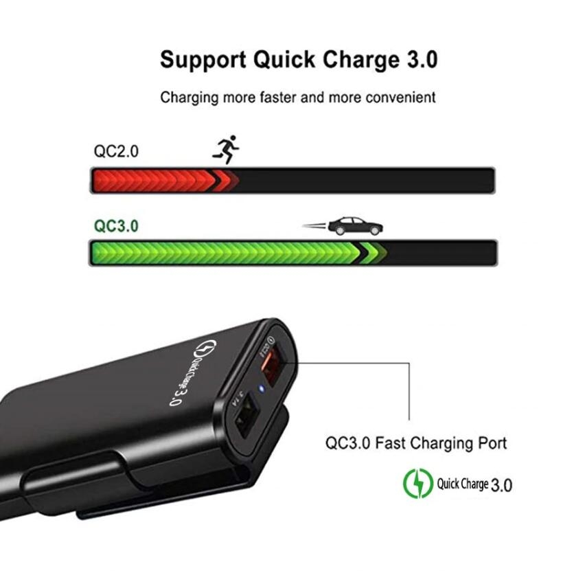 4 Ports USB Car Charger QC3.0 Quick Charging USB Adapter