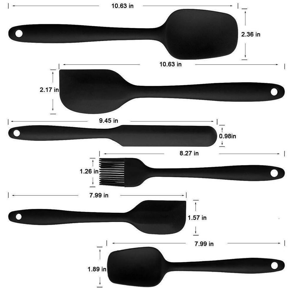 6X Silicone Spatulas Heat Resistant Set Cooking Spoon Spatula Utensils Kitchen
