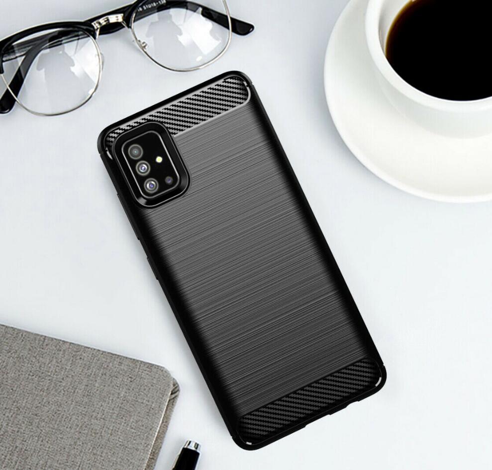 Samsung Galaxy A91 Case Carbon Fibre Shockproof Armour Case