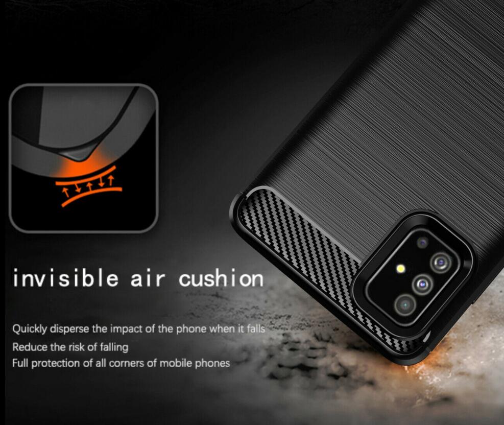 Samsung Galaxy A91 Case Carbon Fibre Shockproof Armour Case