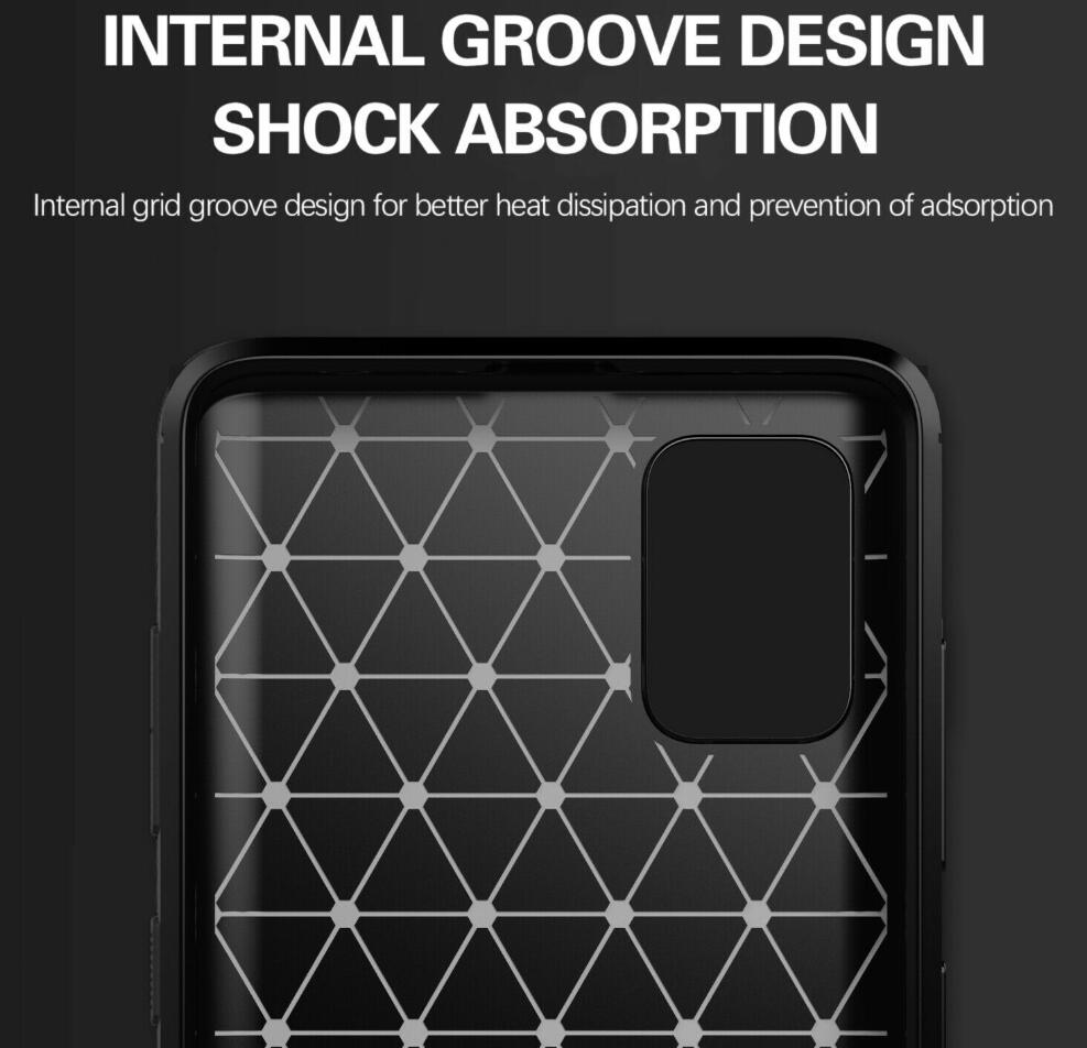 Samsung Galaxy A91 Case Carbon Fibre Shockproof Armour Case