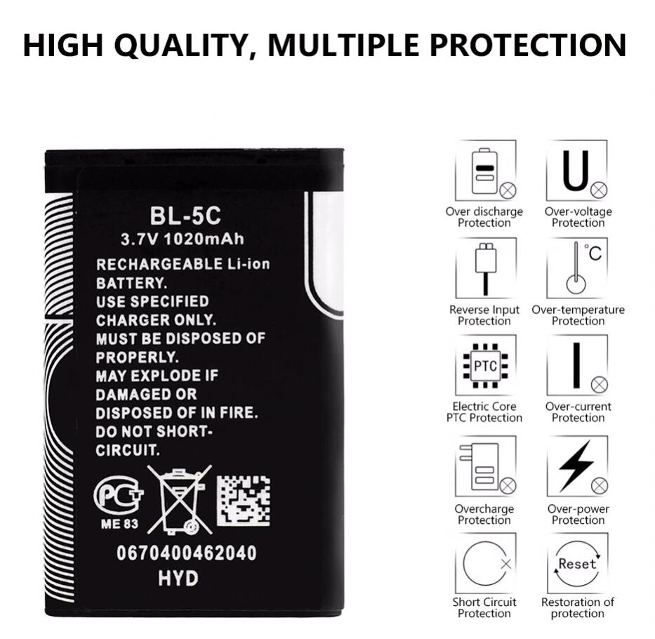 Nokia BL-5C BL5C Mobile Phone Battery Replacement Nokia BL-5C BL5C Mobile Phone Battery Replacement