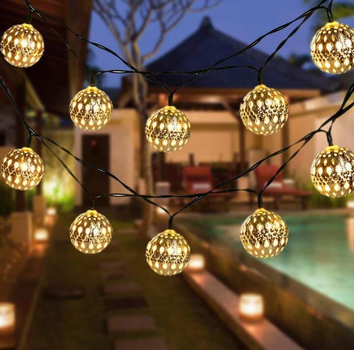 Hollow Ball Wrought Iron 20 LED Solar Light 5M Hollow Ball Wrought Iron 20 LED Solar Light 5M