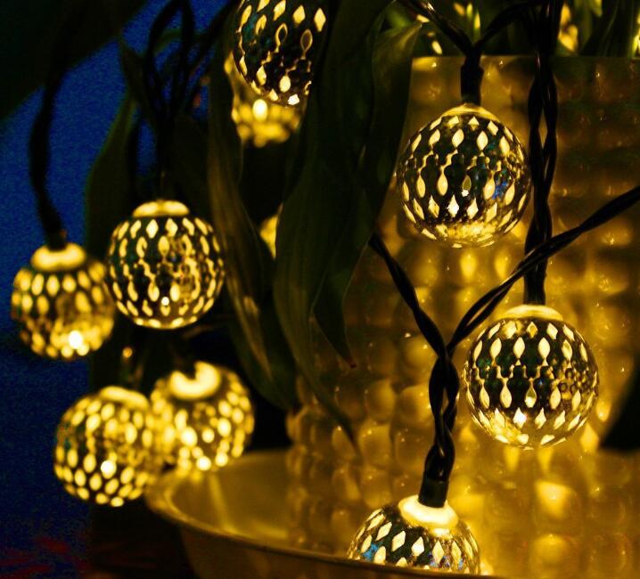 Hollow Ball Wrought Iron 20 LED Solar Light 5M Hollow Ball Wrought Iron 20 LED Solar Light 5M