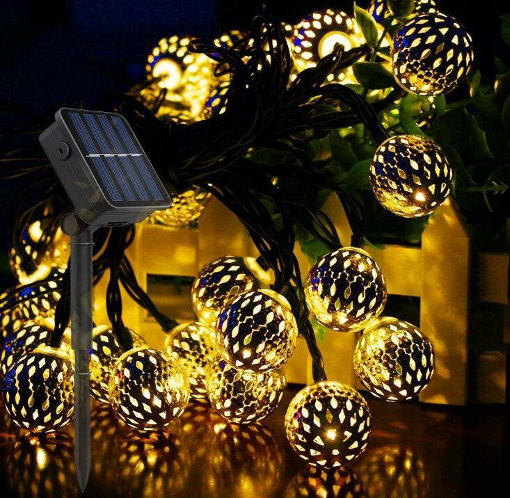 Hollow Ball Wrought Iron 20 LED Solar Light 5M Hollow Ball Wrought Iron 20 LED Solar Light 5M