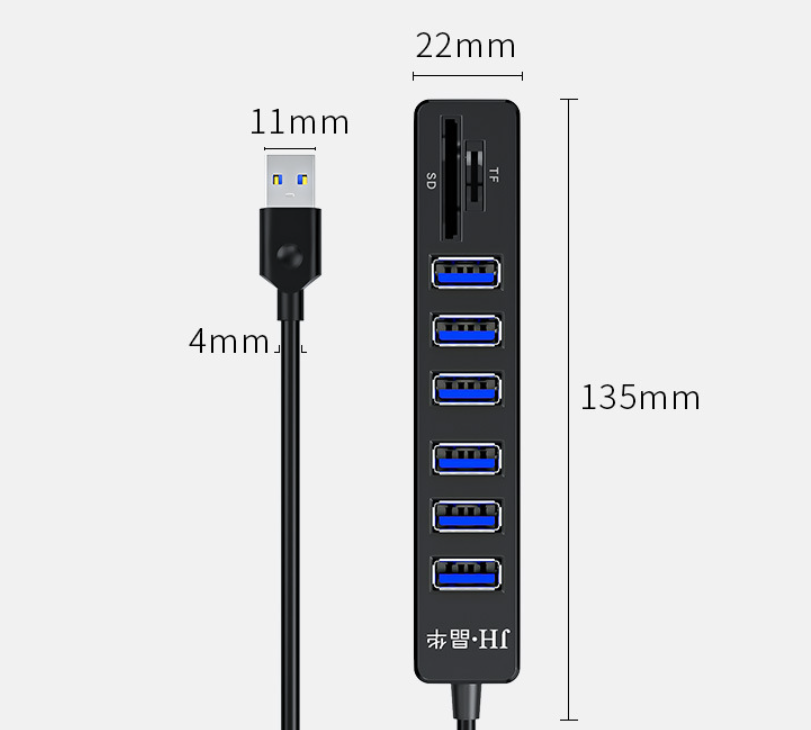 USB Hub 3.0 with SD and TF Card Reader