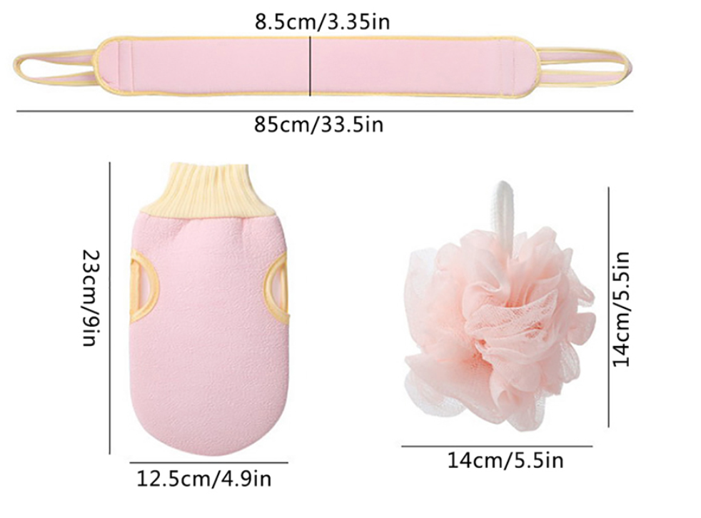 Bathroom Shower Ball Back Scrubber Set
