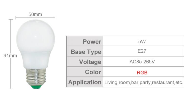 RGB LED Bulb Lights 220V E27 RGB LED Bulb Lights 220V E27