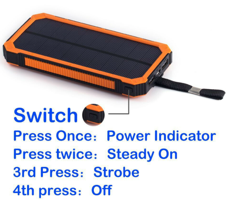 Solar Power Bank Portable 20000mAh