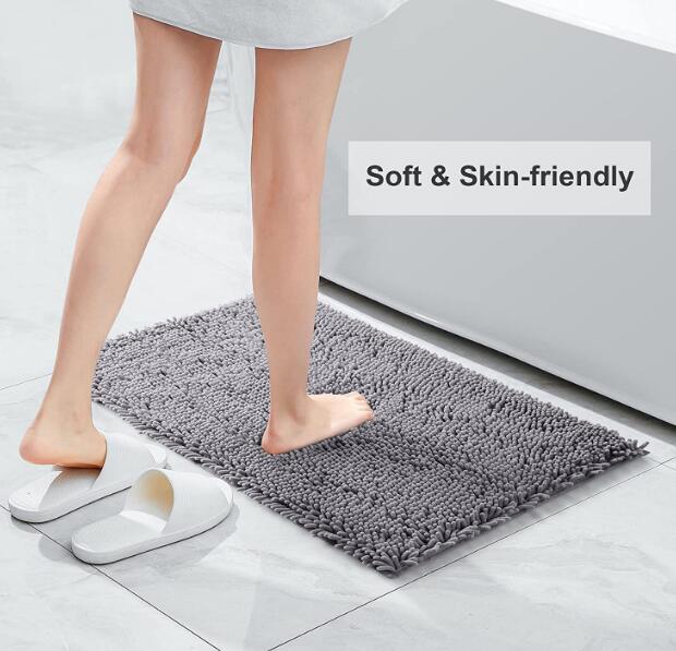 Non slip Microfiber Absorbent Chenille Bath Bathroom Floor Mat Shower Rug