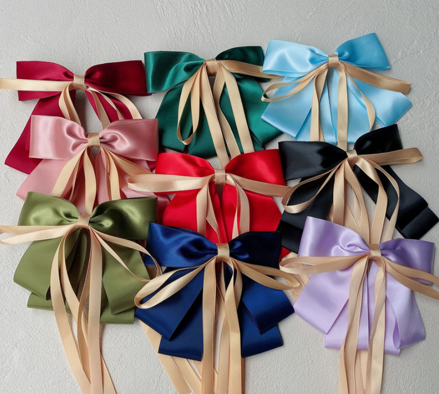 Vintage Big Hair Bow Ties Cute Hair Clips Black Vintage Big Hair Bow Ties Cute Hair Clips Black