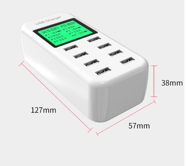 8 Port USB Quick Charger with LCD Display 40W