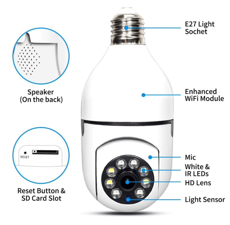 E27 LED Bulb Full HD Wireless Home Security WiFi CCTV E27 LED Bulb Full HD Wireless Home Security WiFi CCTV
