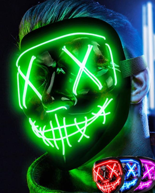 Glow LED Party Costume Mask Halloween Masks -Green Glow LED Party Costume Mask Halloween Masks -Green