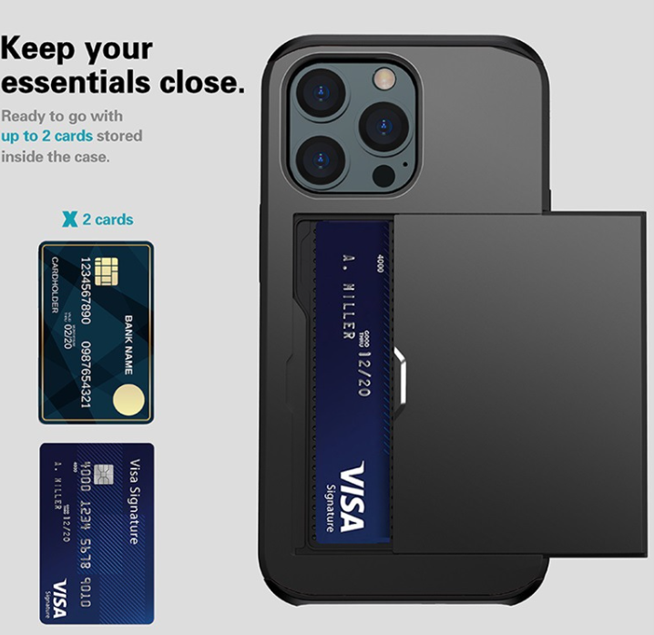 iPhone 14 Pro Max Case Shockproof Wallet Card Holder Case