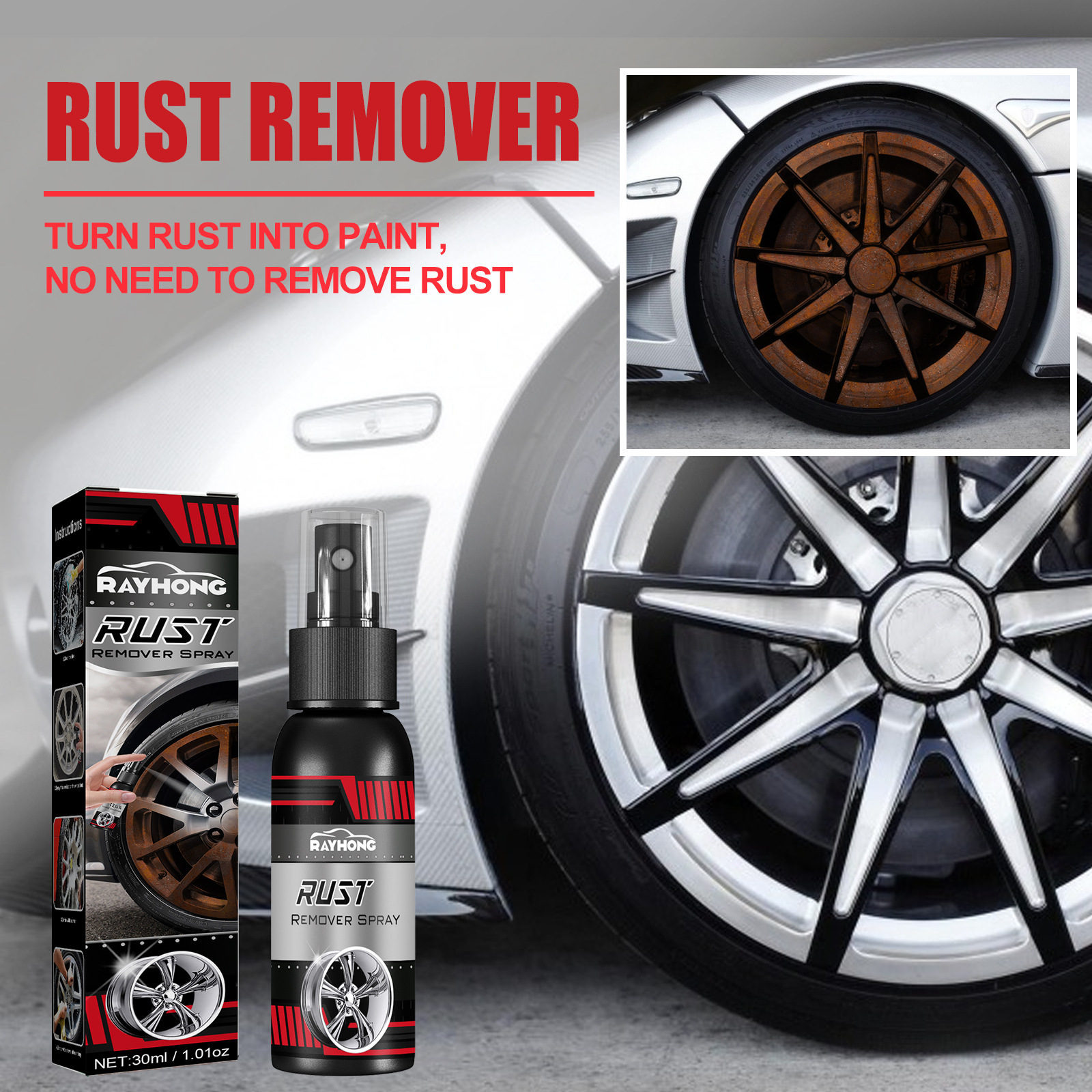 Car Rust Remover Derusting Spray Rust Inhibitor Maintenance Cleaning
