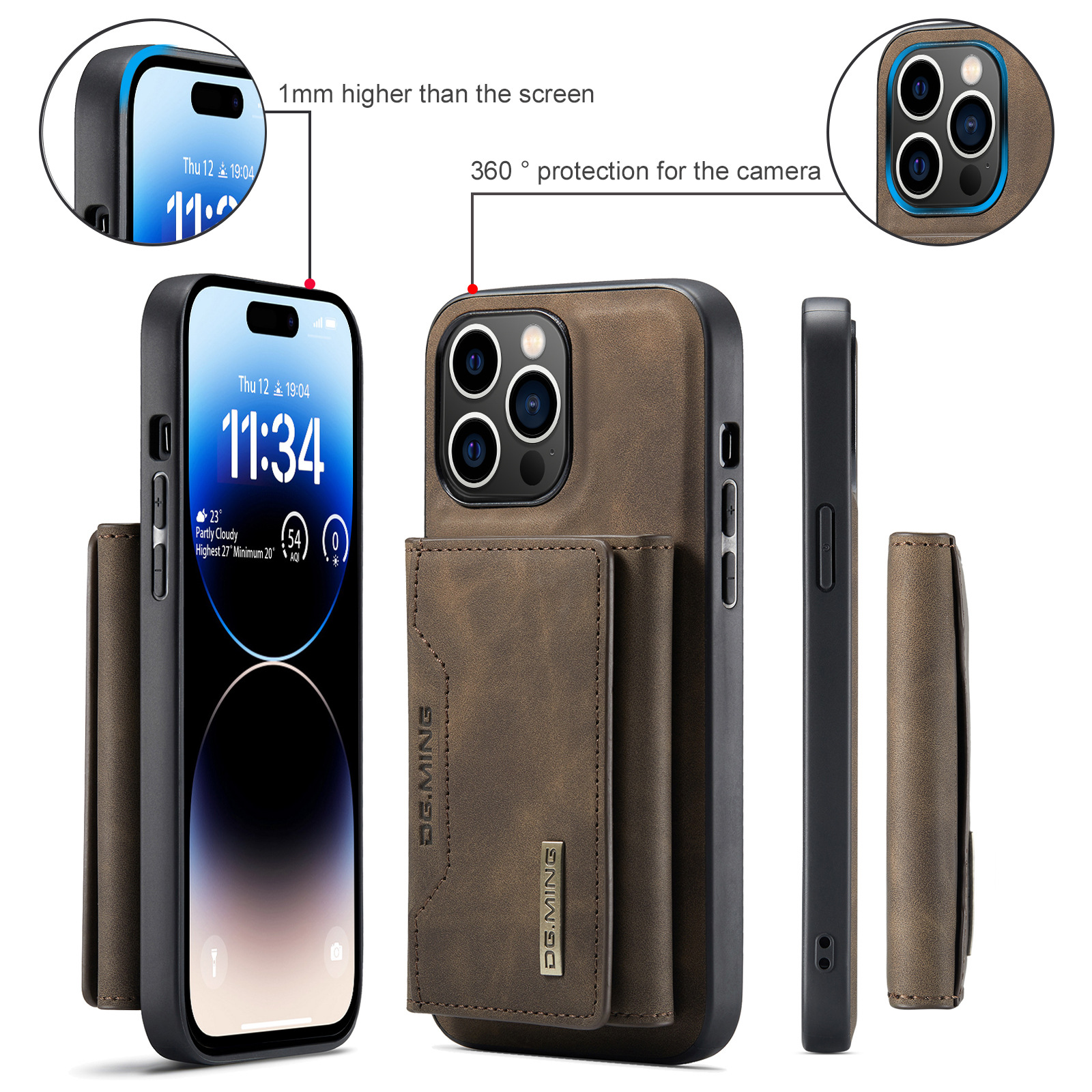 iPhone 14 Pro Max Case Detachable Wallet Back Case