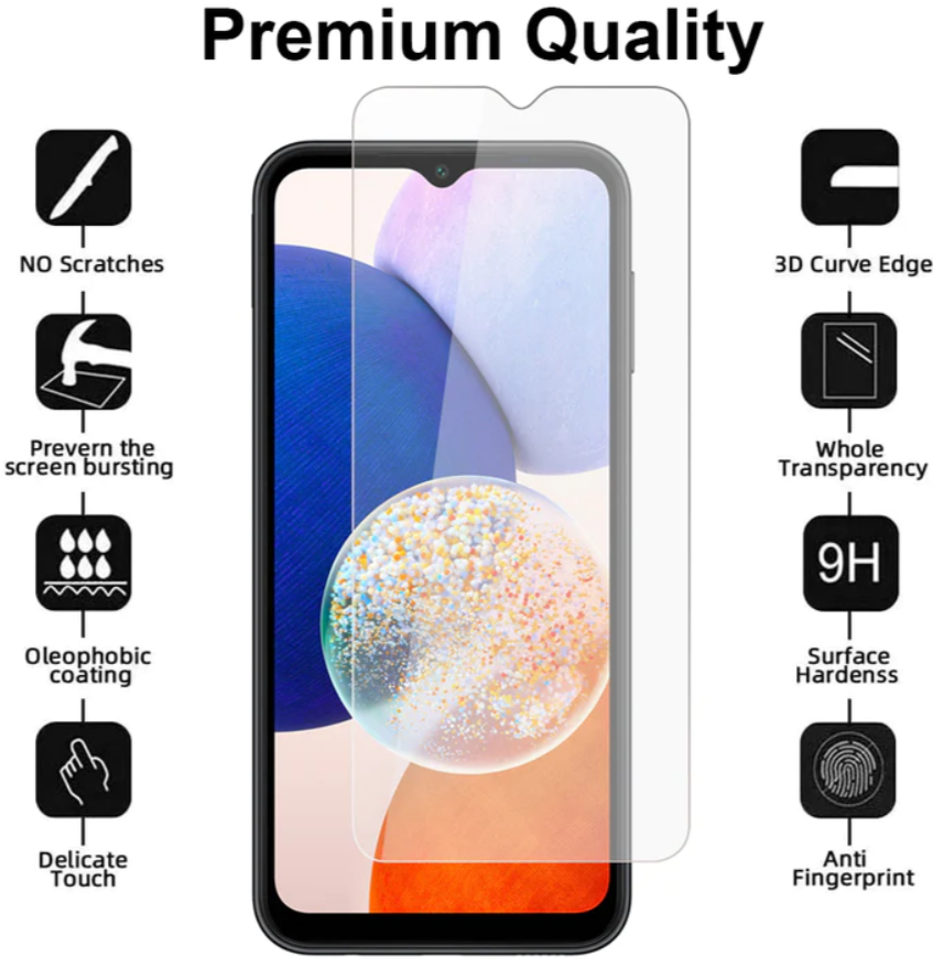 Samsung Galaxy A14 Tempered Glass Screen Protector Samsung Galaxy A14 Tempered Glass Screen Protector
