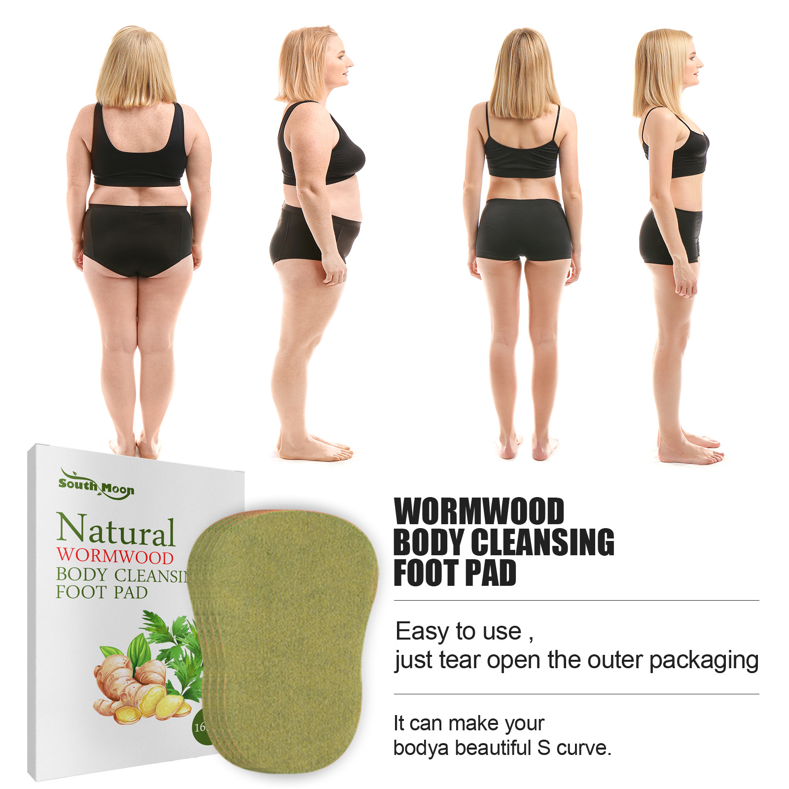 16Pcs Natural Wormwood Body Cleansing Foot Pads