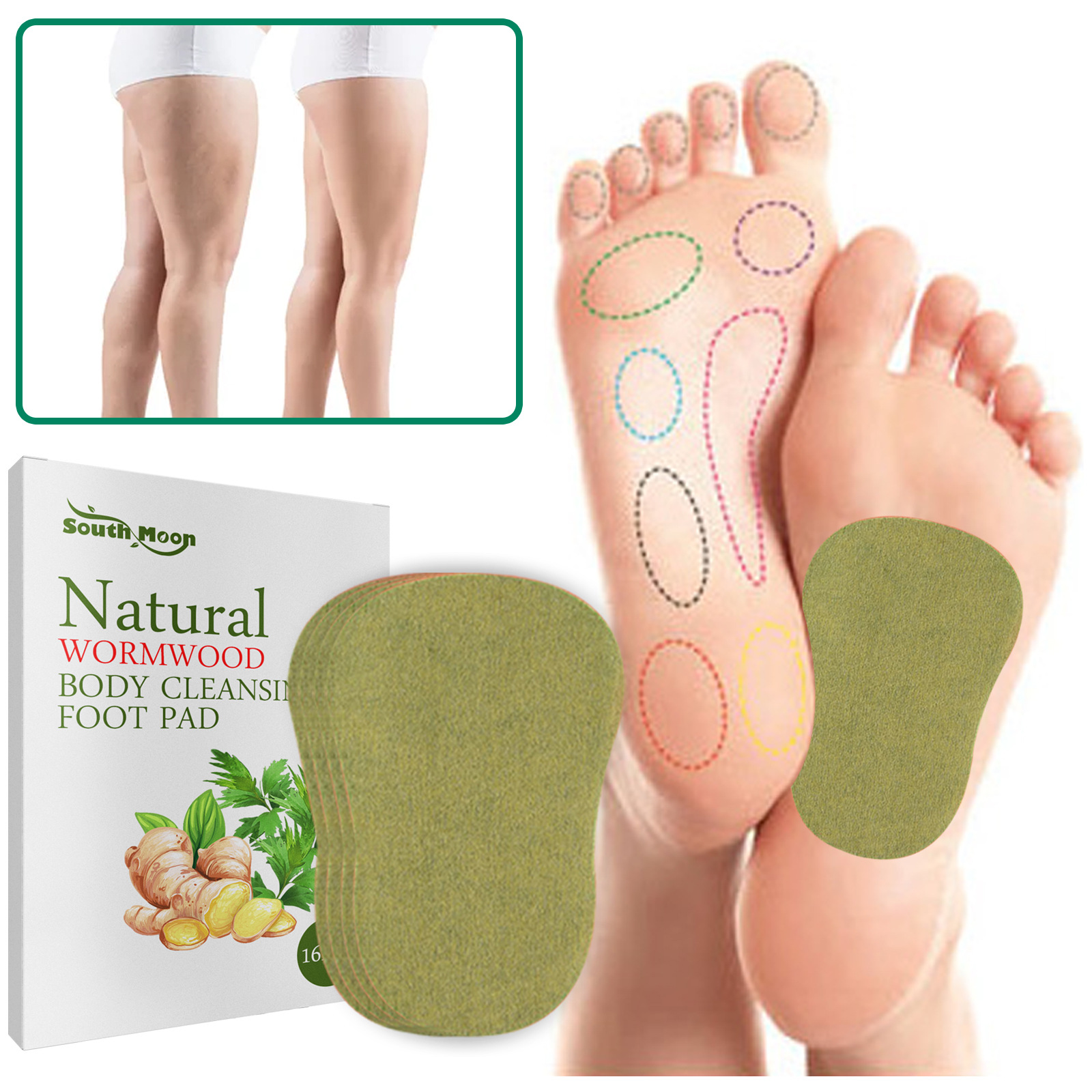 16Pcs Natural Wormwood Body Cleansing Foot Pads