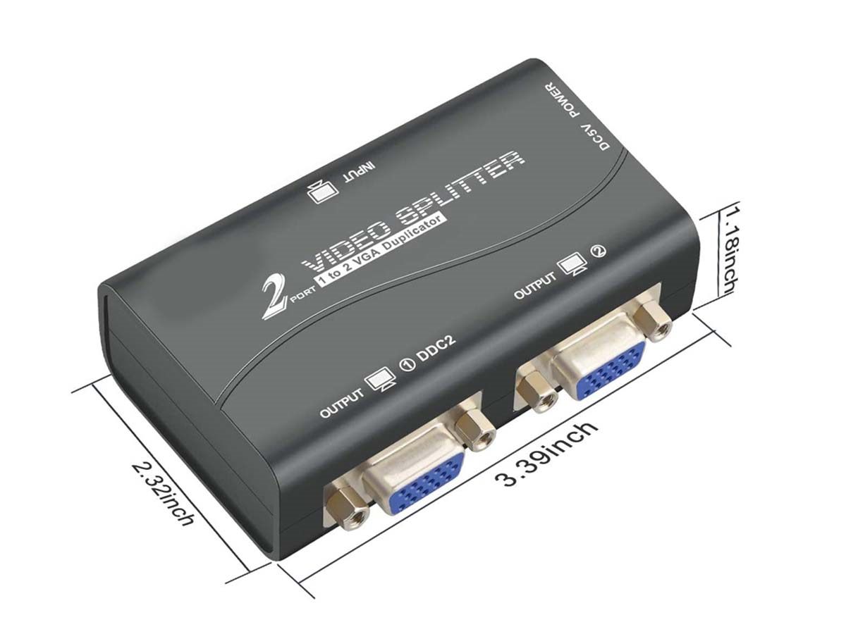 1 PC to 2 Monitor VGA LCD Splitter Box