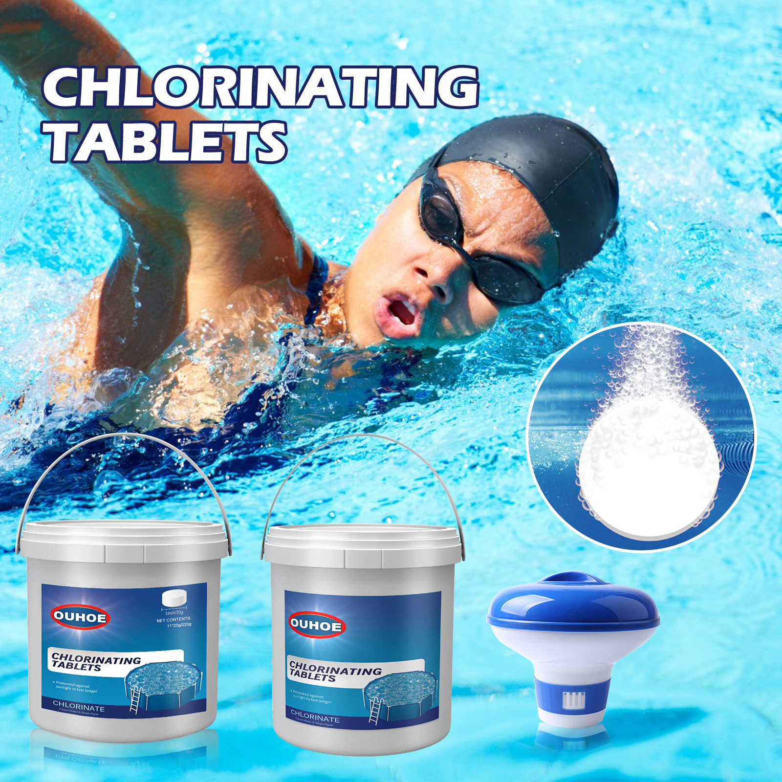 Swimming Pool Cleaning Chlorine Tablets 300 pcs