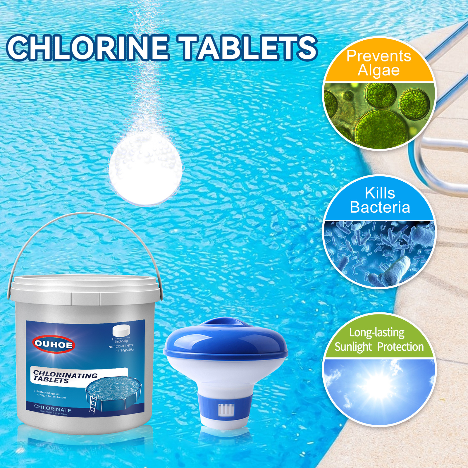 Swimming Pool Cleaning Chlorine Tablets 300 pcs