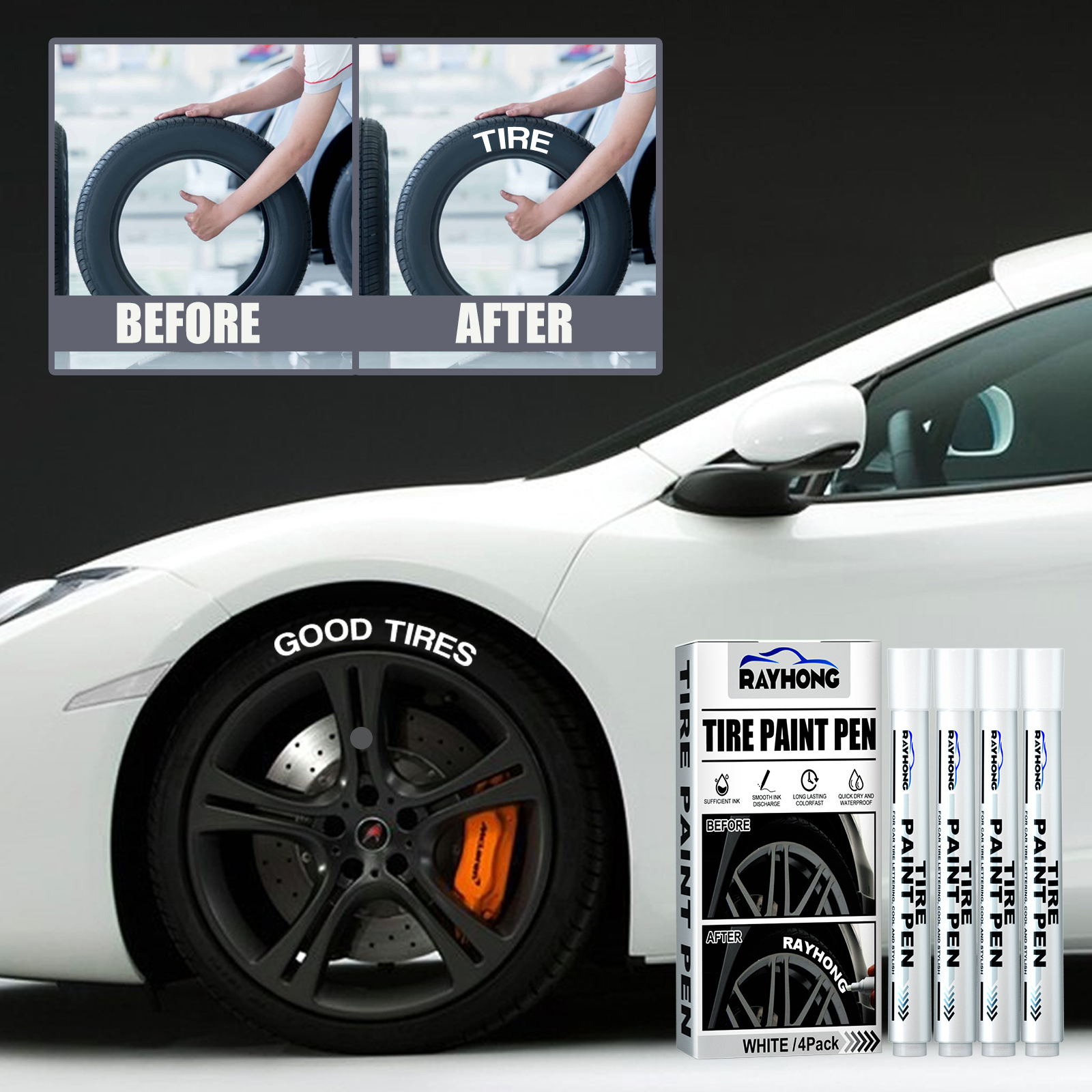 Car Tyre Paint Marker Pens 3Pcs Car Tyre Paint Marker Pens 3Pcs