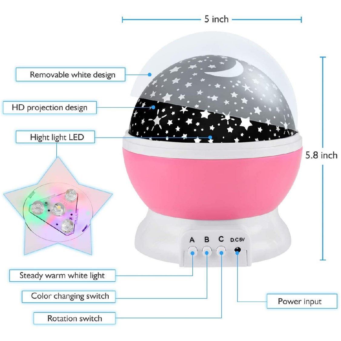 Star Night Light Projector Kids Night Light 360 Degree Rotation
