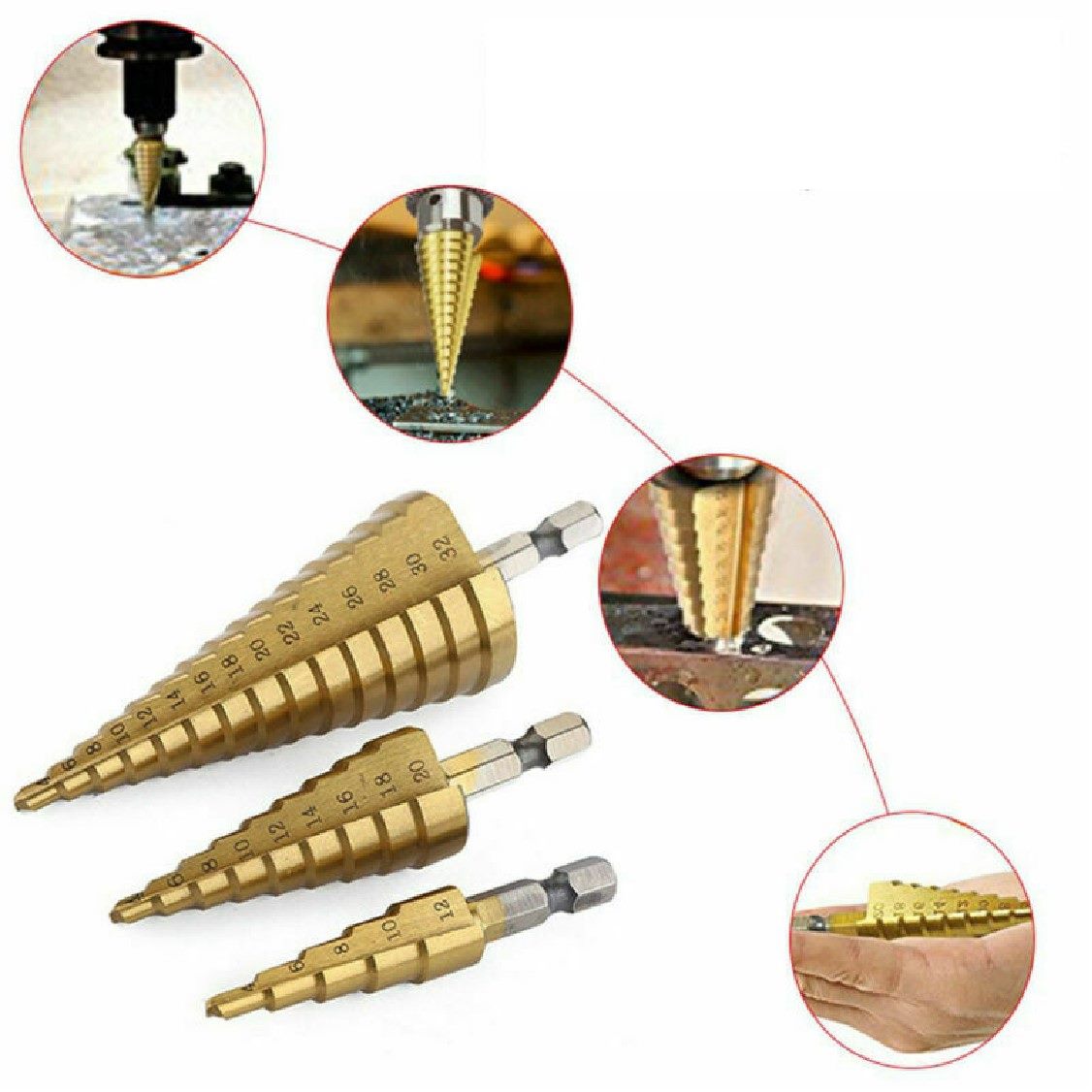 4-32mm Drill Bit Step Cone Drill Titanium Steel Metal Hole Saw Cutter