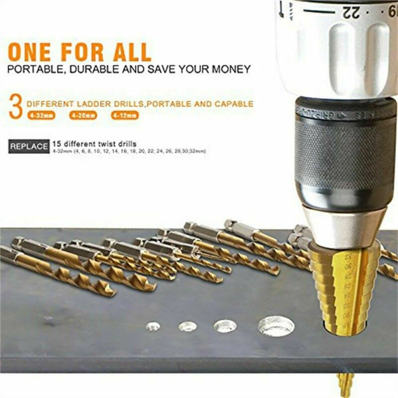 4-32mm Drill Bit Step Cone Drill Titanium Steel Metal Hole Saw Cutter