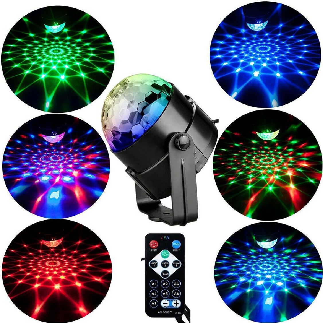 Party Lights Remote Control Disco Ball Strobe RGB Light Sound Activated Party Lights Remote Control Disco Ball Strobe RGB Light Sound Activated