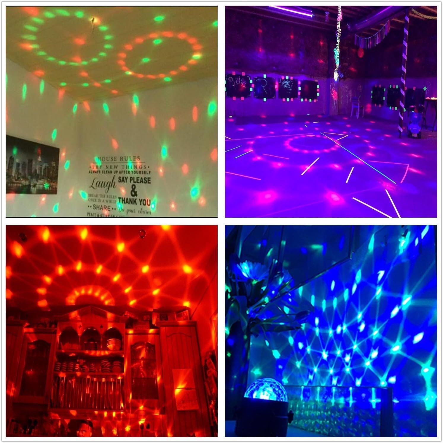 Party Lights Remote Control Disco Ball Strobe RGB Light Sound Activated Party Lights Remote Control Disco Ball Strobe RGB Light Sound Activated