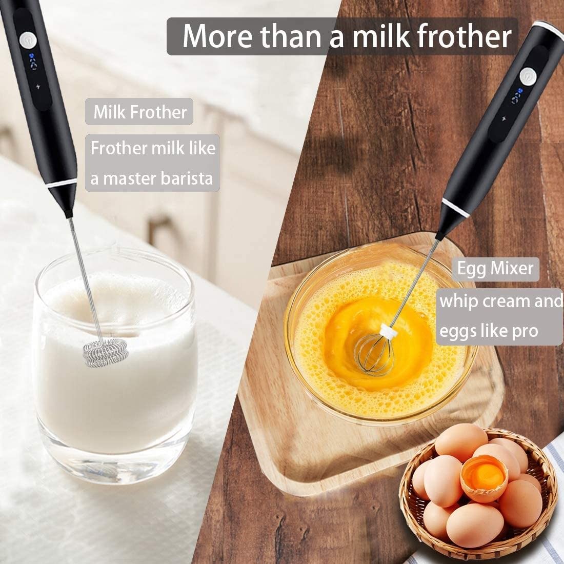 High Powered Electric Rechargeable Milk Frother Adjustable Speeds