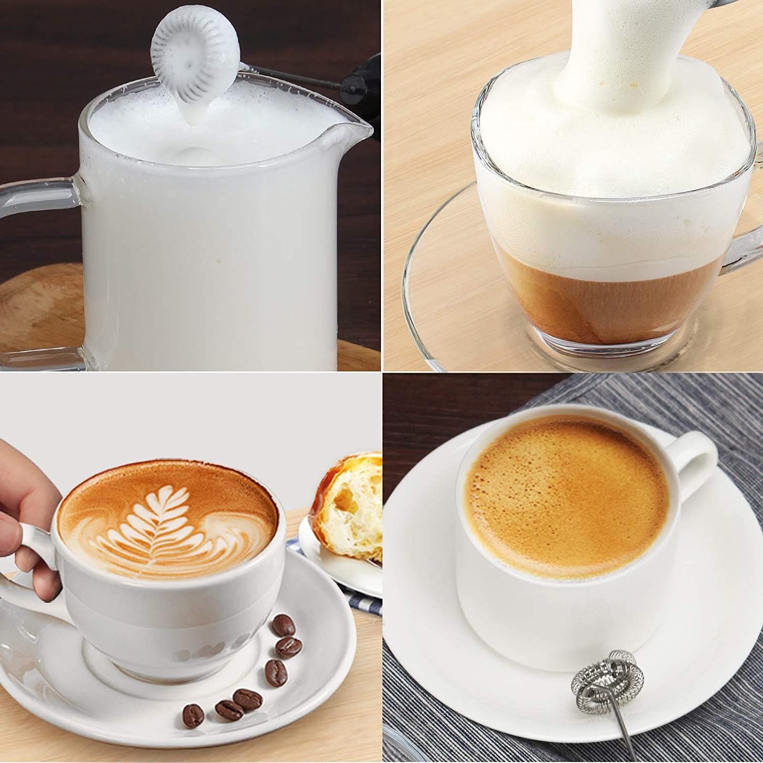 High Powered Electric Rechargeable Milk Frother Adjustable Speeds