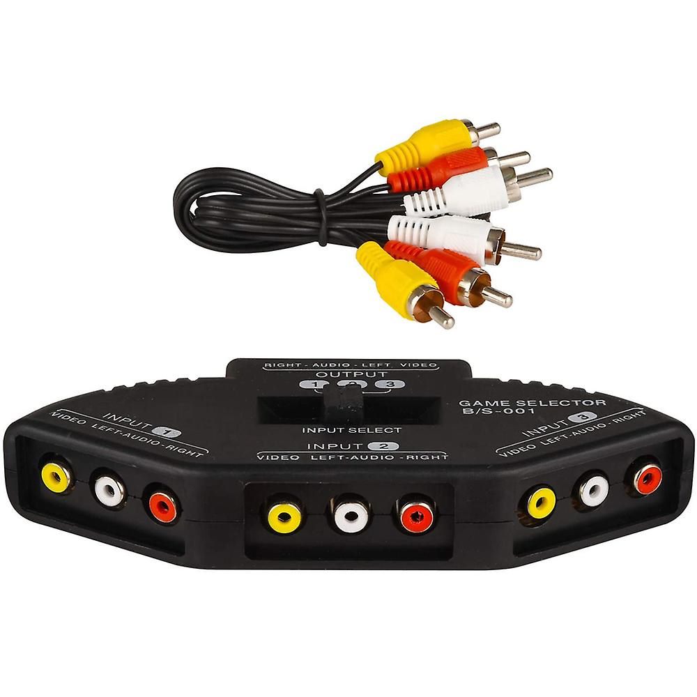 3 Way Audio Video AV RCA Switch Splitter