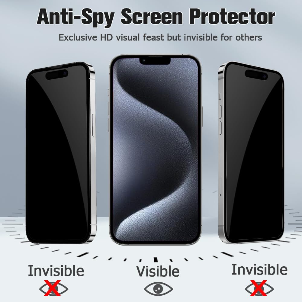 iPhone 15 Plus Anti Spy Screen Protector Tempered Glass Screen Cover