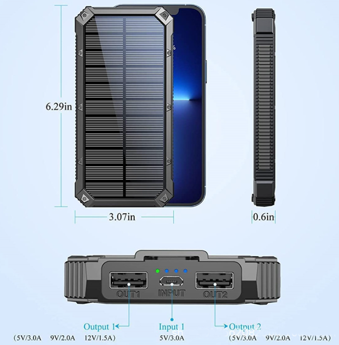 Solar Power Bank Portable 20000mAh