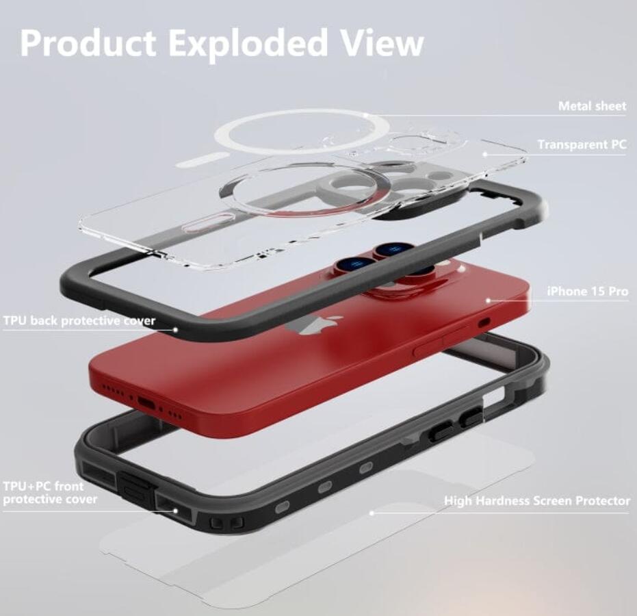 iPhone 15 Pro Waterproof Case MagSafe Full Cover